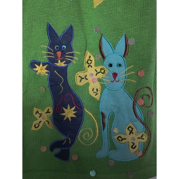 Vtg Ashlyn Kate Womens Green V Neck Short Sleeve Cardigan Sweater Sz‎ S - Picture 5 of 7